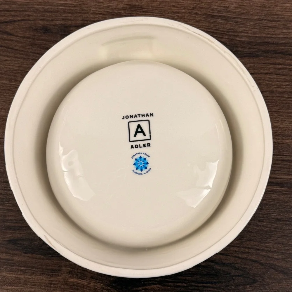Jonathan Adler Vice Woof Pet Bowl Black White Striped Ceramic Dog Bowl